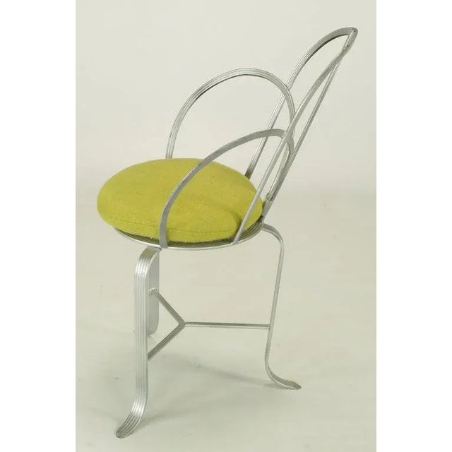 Mid-Century Modern Incised Iron Three-Leg Side Chair For Sale - Image 3 of 11