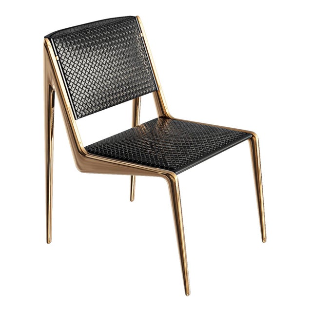 Art Deco "Vanquish" Chair With Bronze and Tailor Made Leather For Sale - Image 3 of 8
