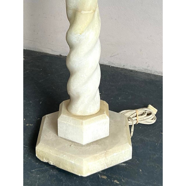 Vintage Boho Alabaster Barley Twist Floor Lamp For Sale - Image 9 of 12