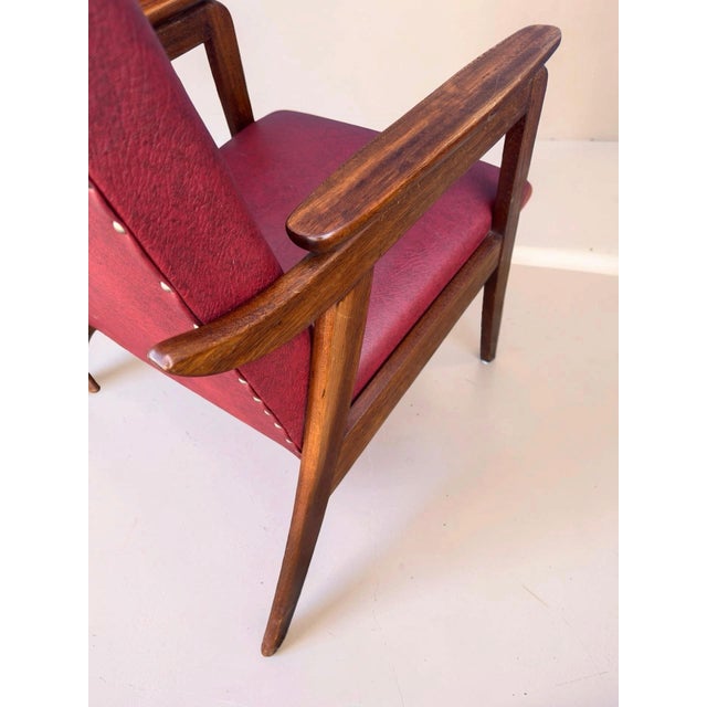 Red Vintage Lounge Chairs in Teak, 1960s, Set of 2 For Sale - Image 4 of 13
