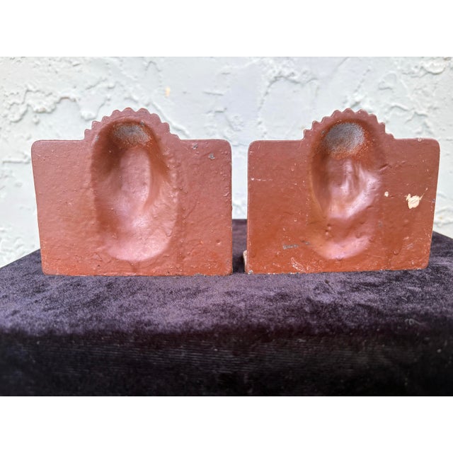 1940s Vintage Native American Figural Cast Metal Bookends – Southwest Style (Pair) For Sale - Image 5 of 7