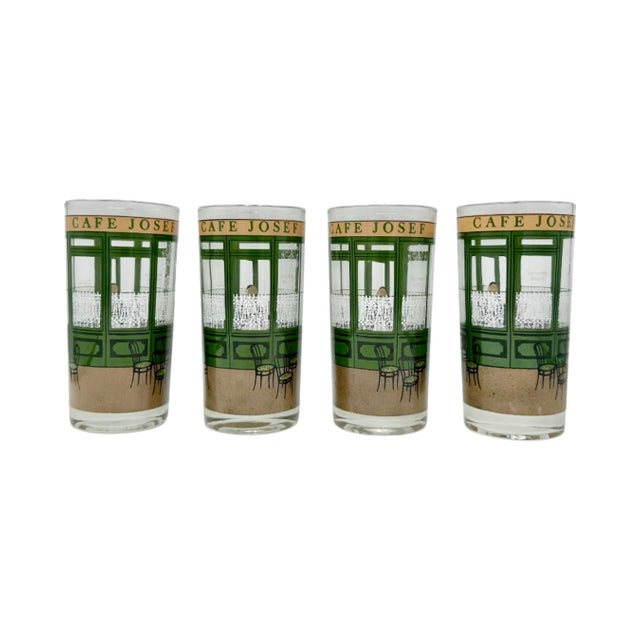 Vintage Set of 4 Cera Cafe Josef French Waiter Highball Glasses For Sale - Image 4 of 9