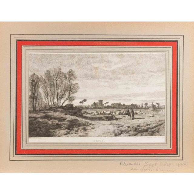 Etching realized bu Alexandre Segé (1818-1885) in 1860 ca. Rare and in good condition except for some foxing. This piece...