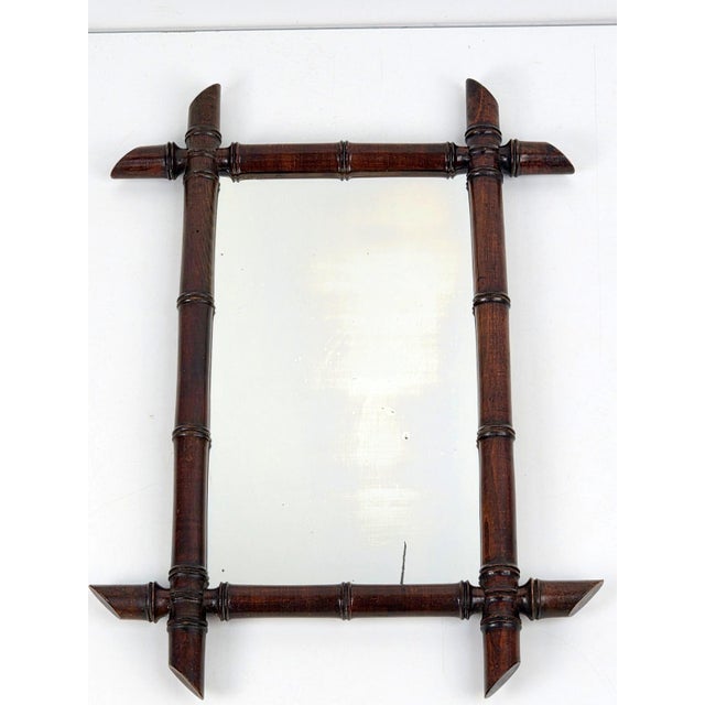 Art Nouveau Wooden Faux Bamboo Mirror, France, 1920 For Sale - Image 12 of 12