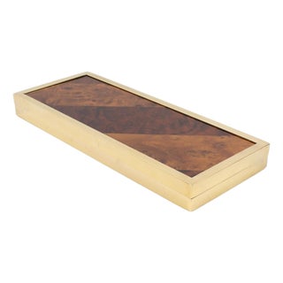 Montagnani Italy Gilded Metal and Wood Marquetry Box For Sale