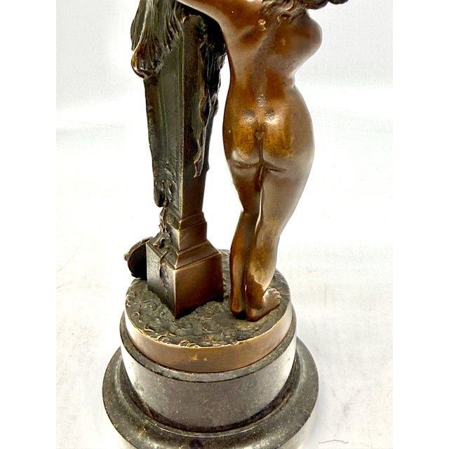 Early 20th Century Neo Classical Grand Tour Bronze of Nymph Giving Pan Water For Sale - Image 13 of 15