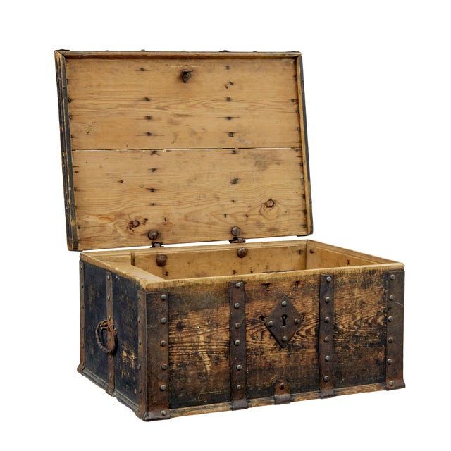 Mid 19th century Swedish hand painted strong box / chest circa 1850. Good quality example of a scandinavian strong box,...