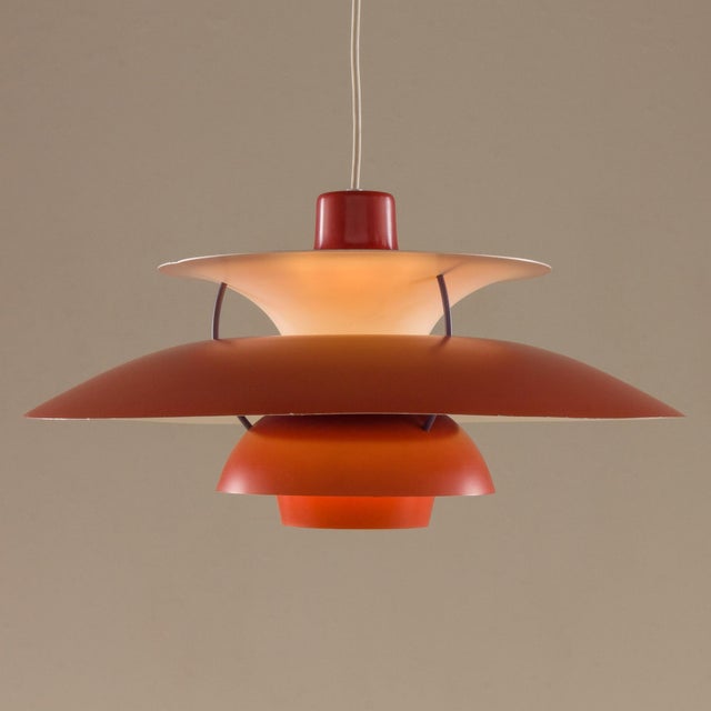 Ph lamp by poul henningsen for louis poulsen in a very rare red color. This particular ph5 lamp most likely comes from the...
