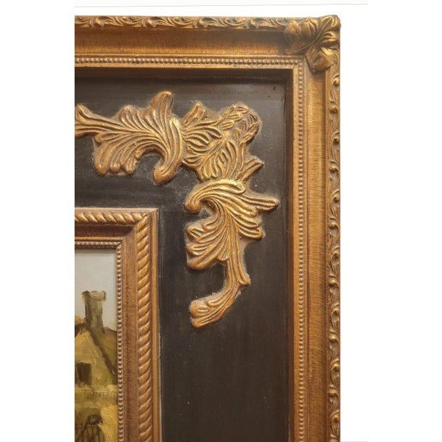1980s 1980s Grand Manor ​Traditional Equestrian Fox Hunt Scene Black Gold Ornate Framed Oil Painting For Sale - Image 5 of 10