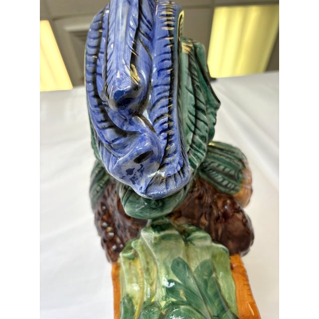Vintage Ceramic Majolica Colorful Rooster Figure For Sale - Image 14 of 14