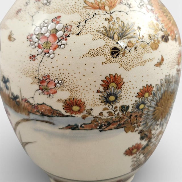 Tall Japanese Satsuma Vases with Moriage and Gold Pointillé, Set of 2 For Sale - Image 13 of 18