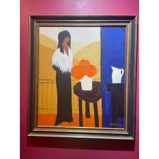Original Maurice Potier Oil on Canvas | Signed French Contemporary Portrait Painting, Circa 1991 Acquire an exceptional...