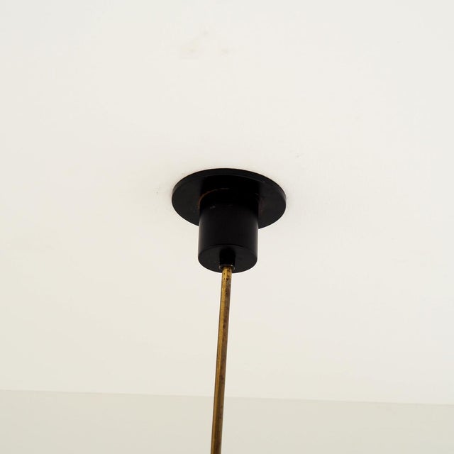 Vintage Six-Light Chandelier in Brass with Teak and Black Metal from Philips, 1960s For Sale - Image 11 of 12
