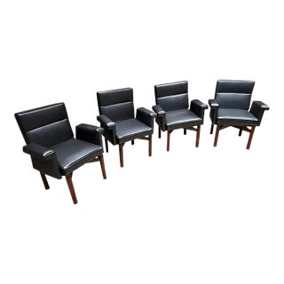 Irgsa Set of Four Armchairs Gray Mahogany Mexico City For Sale