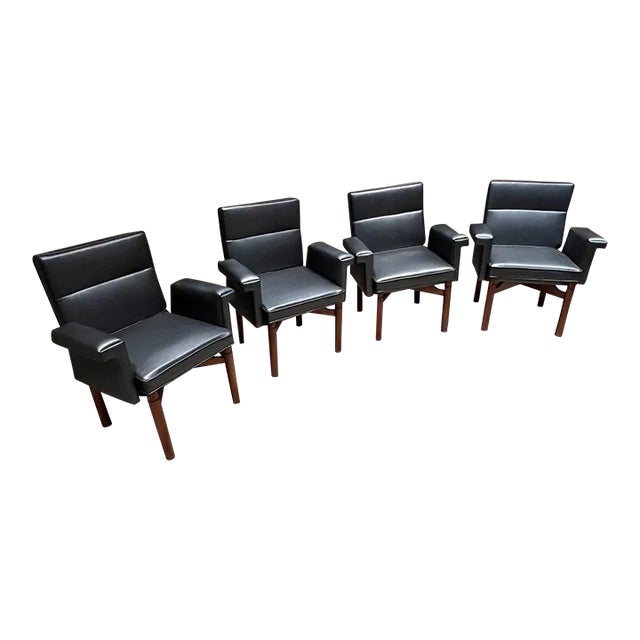 Irgsa Set of Four Armchairs Gray Mahogany Mexico City For Sale