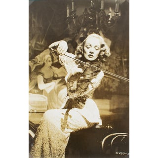 Marlene Dietrich Playing Violin - Silver Gelatin Black and White Photography For Sale