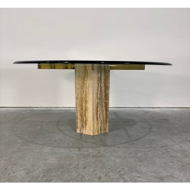 Metal Postmod Italian Marble Glass Dining Table For Sale - Image 7 of 10