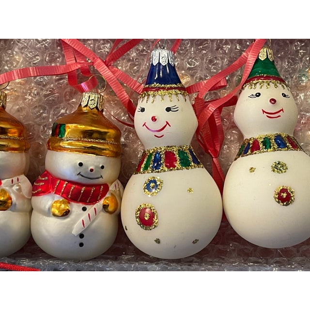 Splendid set of 50 Vintage European Christmas Ornaments figurines made- snowmen in a Holiday gift box. Made in an old...