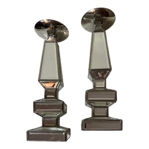 1970s Tall Mirror Candle Holders - a Pair