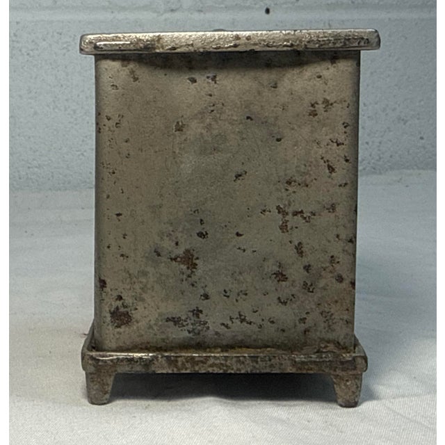 Metal Antique Early 1900's Cast Iron Rival Star Safe Lock Deposit Coin Still Bank For Sale - Image 7 of 9