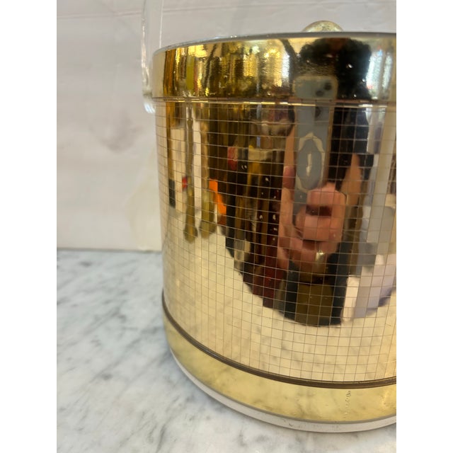 Mid-Century Modern Georges Briard 1970s Brass Finish and Vinyl Ice Bucket Signed For Sale - Image 3 of 11