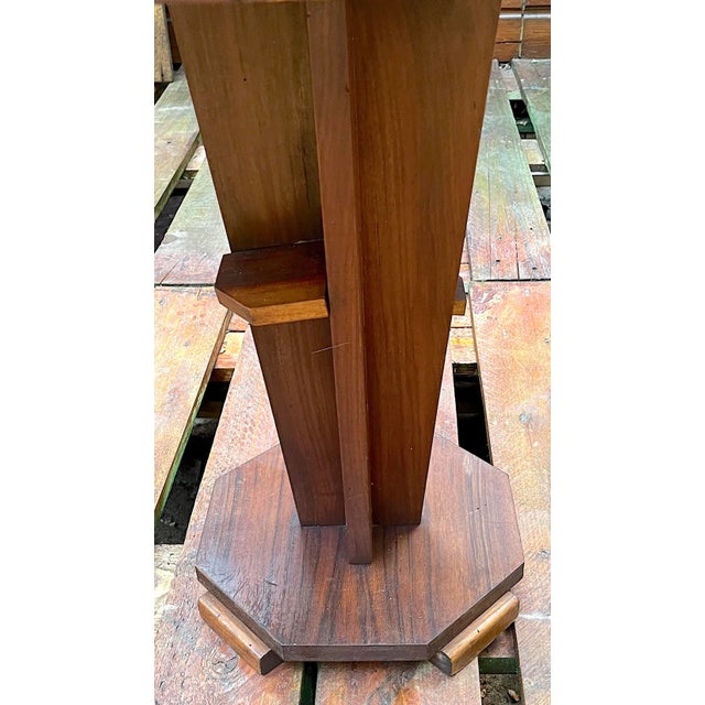Art Deco Octogonal Oak Wood Art Deco Side-Table, France 1920's For Sale - Image 3 of 8