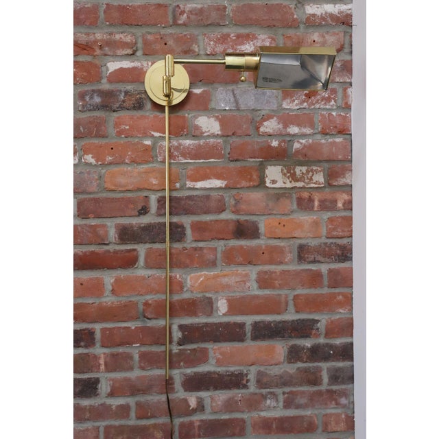 Vintage Polished Brass Swing Arm Wall Lamp With Swiveling Shade by Chapman For Sale - Image 11 of 18