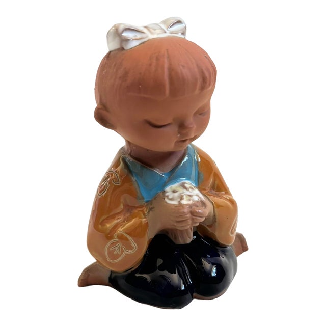Mid Century Japanese Pottery Girl by Uctci For Sale