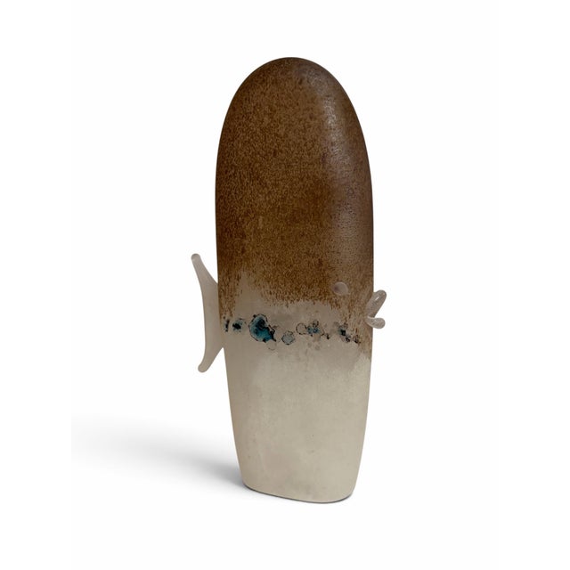 A striking mid-century modern Italian art glass fish sculpture attributed to Murano master glassblower Luigi Mellara,...