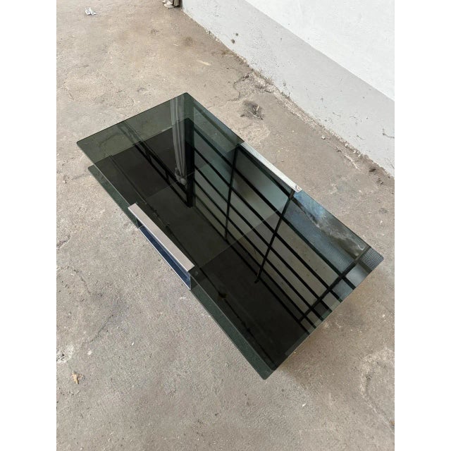 Mid-Century Modern Mid-Century Modern Space Age Italian Chrome and Smoked Glass Coffee Table, 1970s For Sale - Image 3 of 10