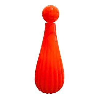 Italian Art Glass Circus Bottle With Ball Stopper For Sale