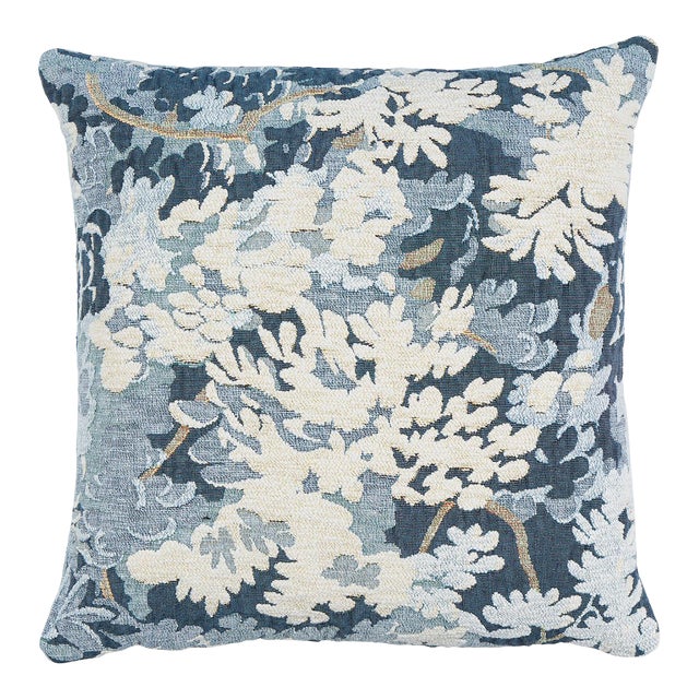 Schumacher Verdure Tapestry 20" Pillow In Blue For Sale