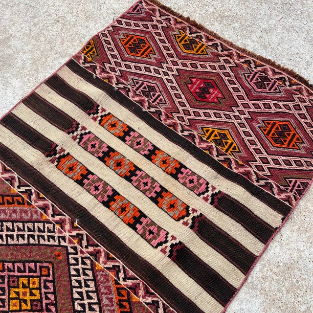 Vintage Embroidery Kilim Rug Runner For Sale In Houston - Image 6 of 6