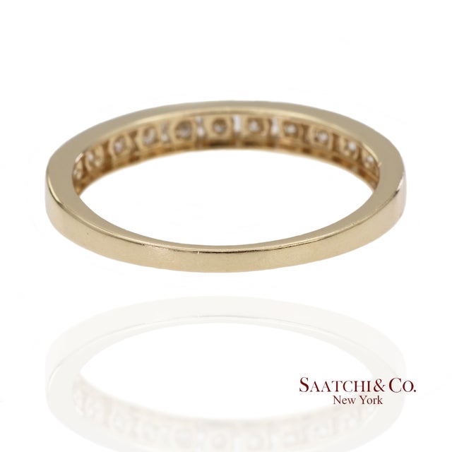 14k 585 Solid Yellow Gold Natural Diamond Band Ring, Size 8 For Sale - Image 4 of 12