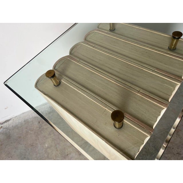 Wood Vintage Sculptural Books - Shape Side Table W/ Glass Top For Sale - Image 7 of 13