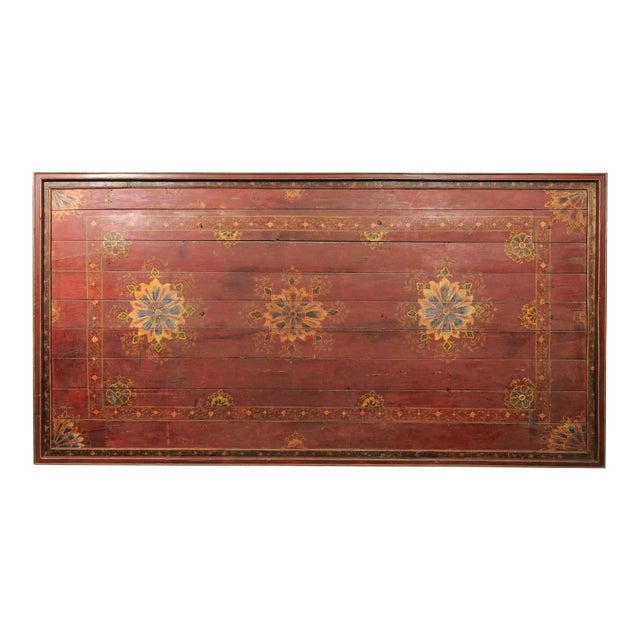 19th Century Painted Wood South Indian Decorative Ceiling Panel For Sale