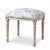 French Louis XVI Style Painted Ottomans W/ Blue & White Linen Upholstery - Pair For Sale - Image 4 of 6