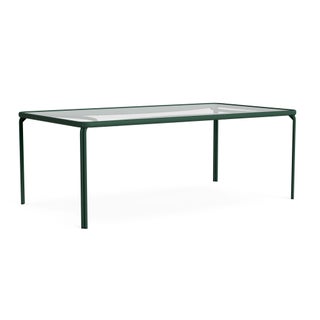 Brown Jordan Kantan Aluminum 43" x 77" Rectangle Dining Table in Forest Green For Sale