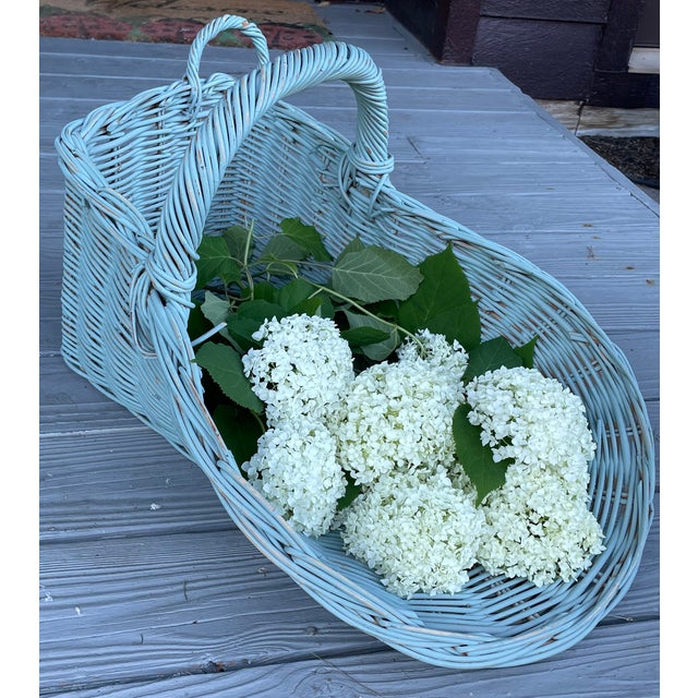 Vintage Large Wicker Gathering Harvest Basket For Sale - Image 10 of 12