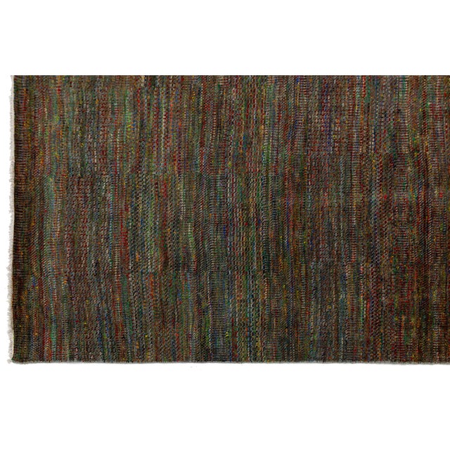 Savannah Modern Multi-Tone Abstract Hand-Knotted Indian Wool Rug 13x20 For Sale - Image 4 of 7