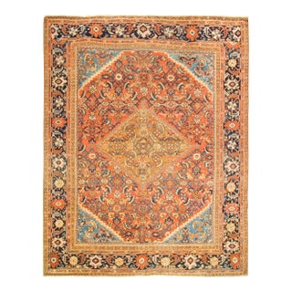 Antique Circa 1900 Sultanabad Hand Knotted Rug 9' X 11' For Sale