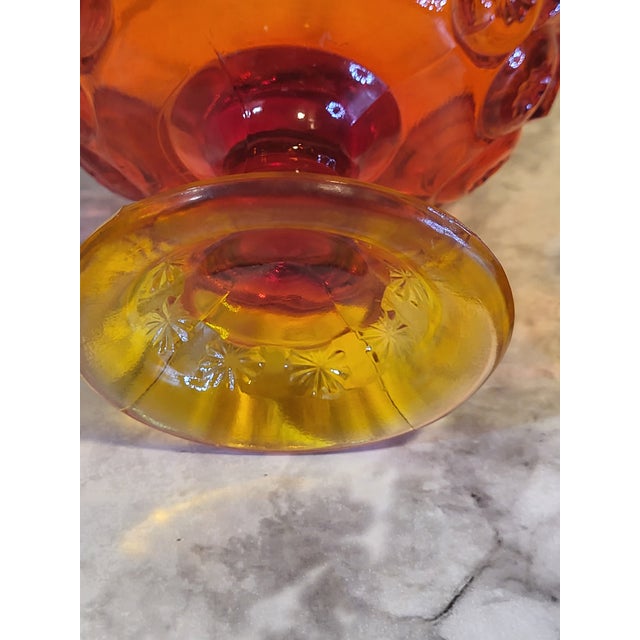 20th Century Le Smith Moon & Stars Amberina Compote Lidded Compote For Sale - Image 12 of 17