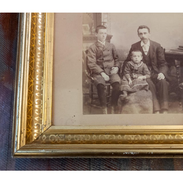 Gold 19th Century American Victorian Stenciled Lemon Gold Frame With Family Photo For Sale - Image 8 of 10