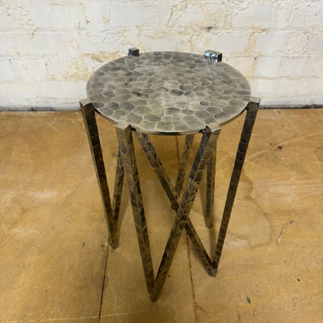 Silver Huck Metal Drink Table For Sale - Image 8 of 9