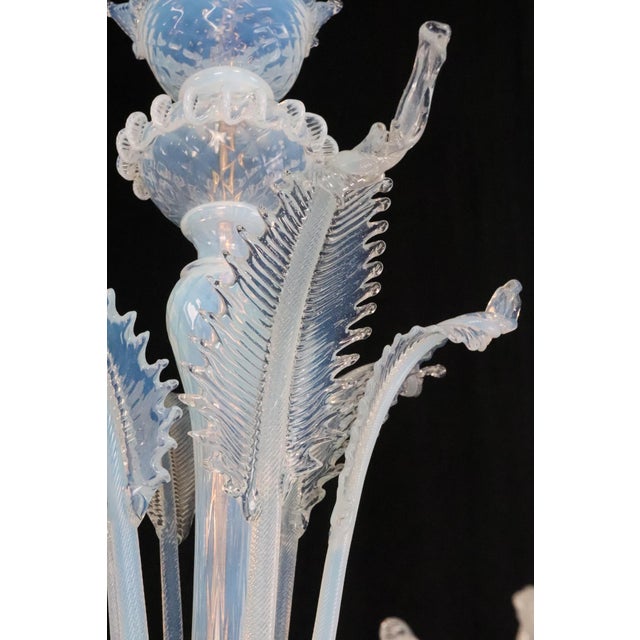 Vintage Opalescent Murano Style Glass Chandelier For Sale - Image 9 of 14