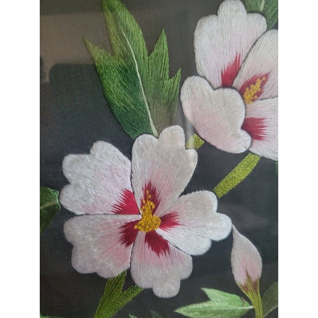 Vintage Framed Silk Asian Style Embroidery For Sale - Image 4 of 12
