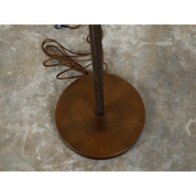 Mid 20th Century English Woven Basket Single Light Floor Lamp on Circular Base For Sale In Atlanta - Image 6 of 7