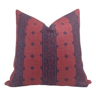 Fez Linen Pillow Cover in Raspberry Indigo, 20x20 Pillow For Sale