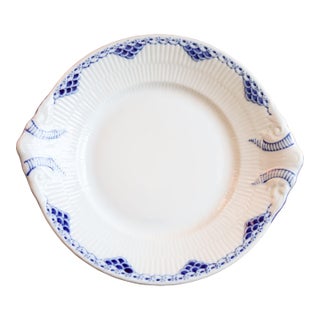 Vintage Royal Copenhagen "Princess" 12" Round Hand-Handled Platter - Deep Cobalt - First Quality For Sale