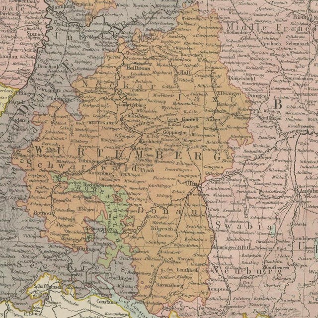 Antique Map of Prussia and the South German States from Blacks General Atlas, 1870 For Sale - Image 6 of 12